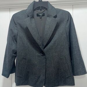 Talbots one button blazer . 3/4 sleeves . 99% wool . Never worn. Size 4P